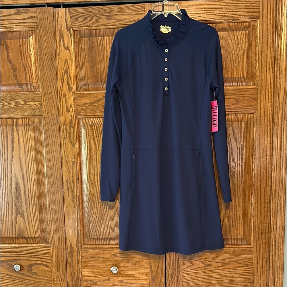 Lilly Pulitzer Blue Long Sleeve Mandarin Collar Dress